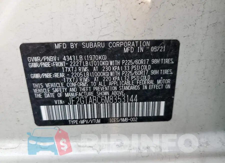 JF2GTABC6M8353144 Photo# 12