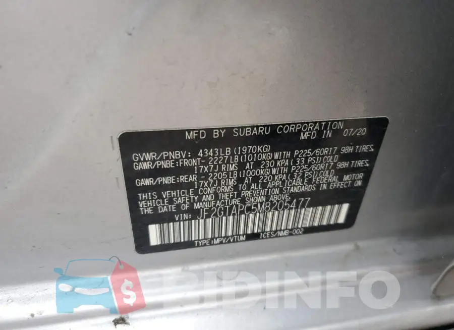 JF2GTAPC5M8205477 Photo# 13