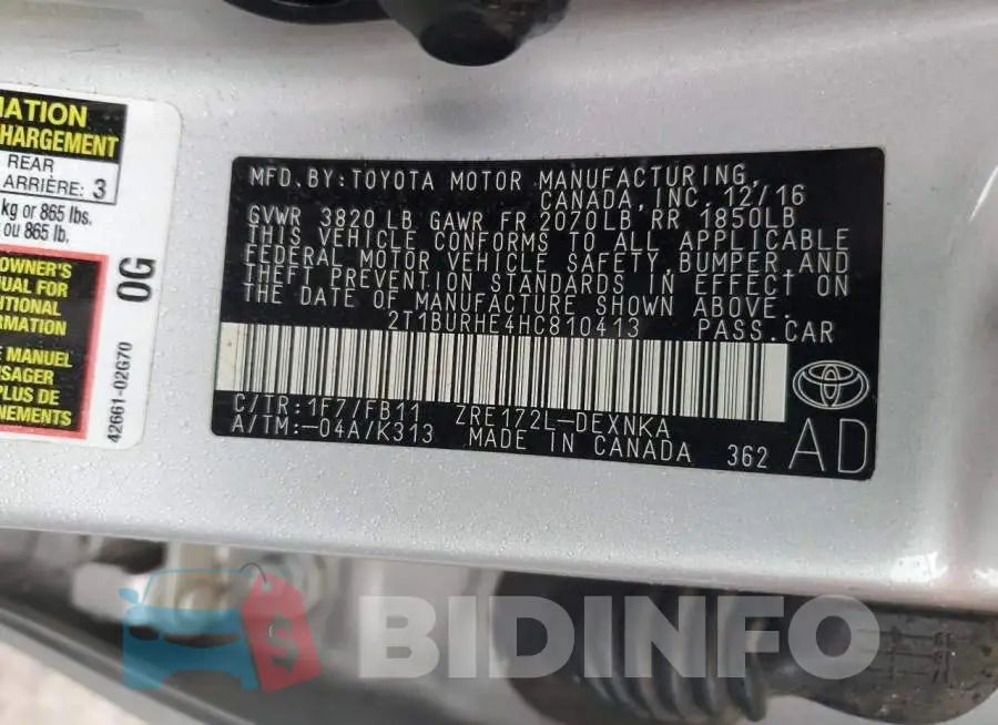 2T1BURHE4HC810413 Photo# 13