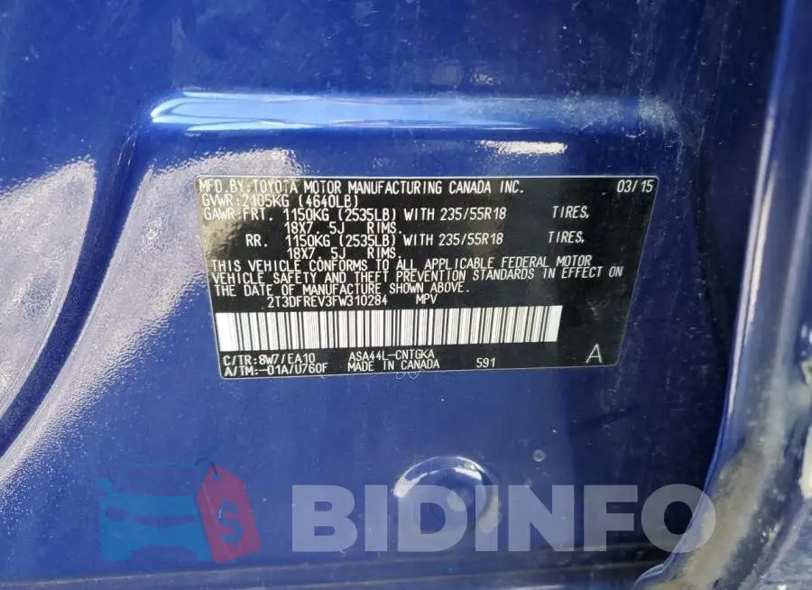 2T3DFREV3FW310284 Photo# 12