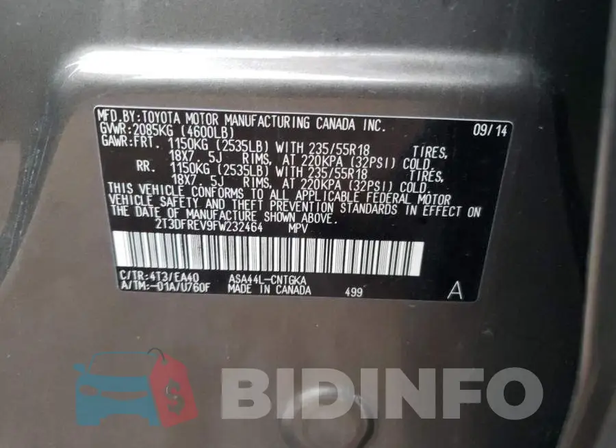 2T3DFREV9FW232464 Photo# 12