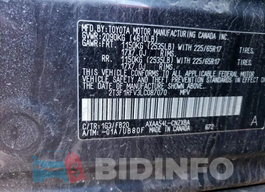 2T3F1RFV3LC087070 Photo# 13