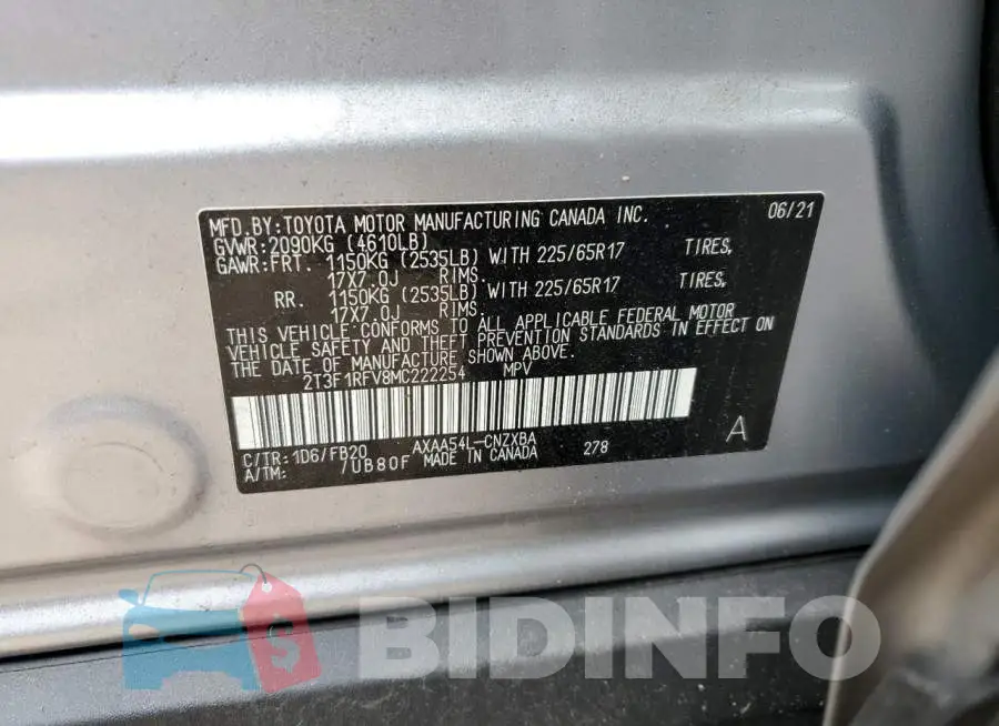 2T3F1RFV8MC222254 Photo# 12