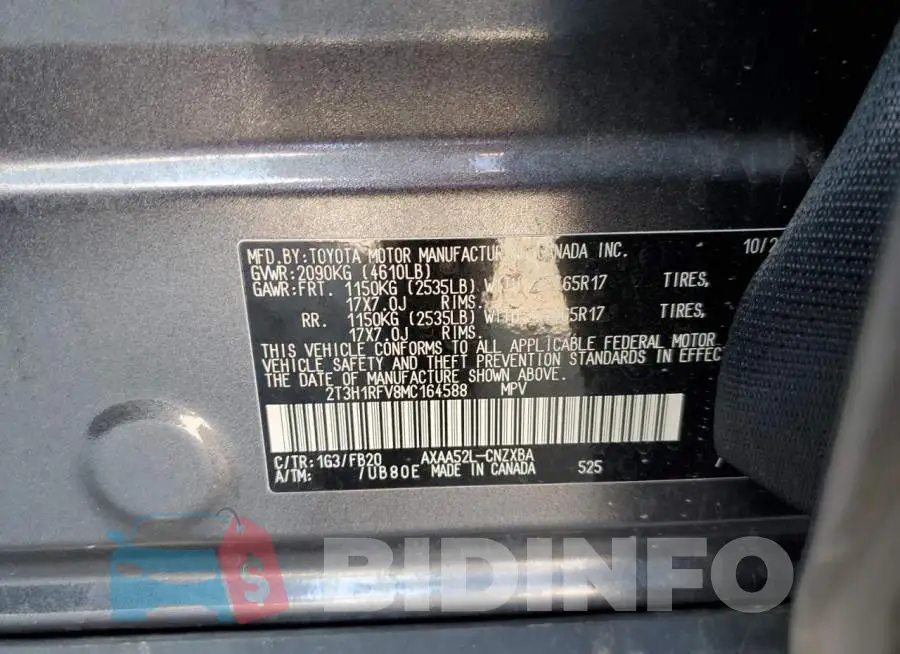 2T3H1RFV8MC164588 Photo# 14