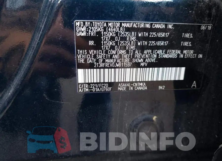 2T3RFREV0JW811597 Photo# 13