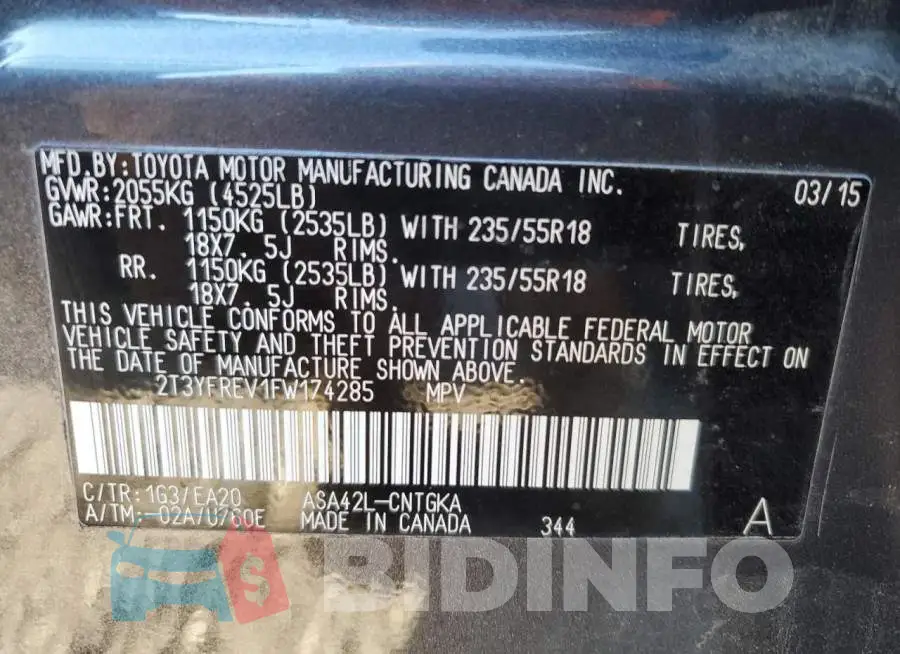 2T3YFREV1FW174285 Photo# 13