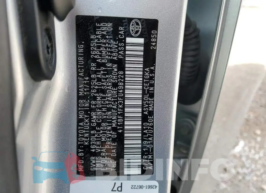 4T1BF1FK3FU498228 Photo# 12