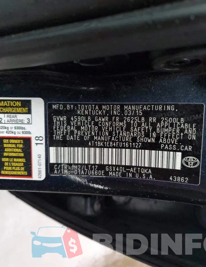 4T1BK1EB4FU161127 Photo# 11