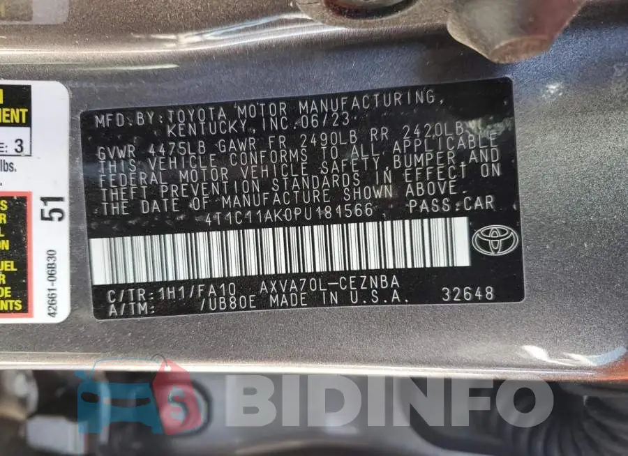 4T1C11AK0PU181566 Photo# 13