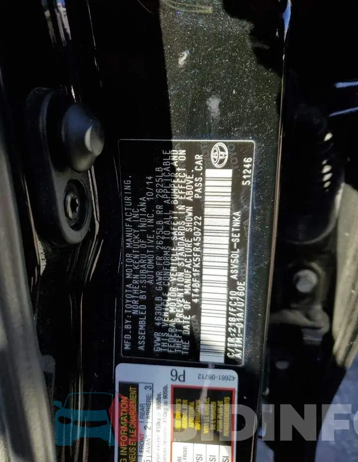 4T4BF1FK5FR450722 Photo# 13