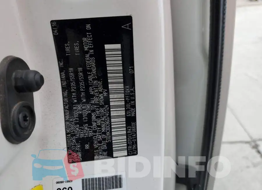 5TDYK3DC9GS740124 Photo# 12