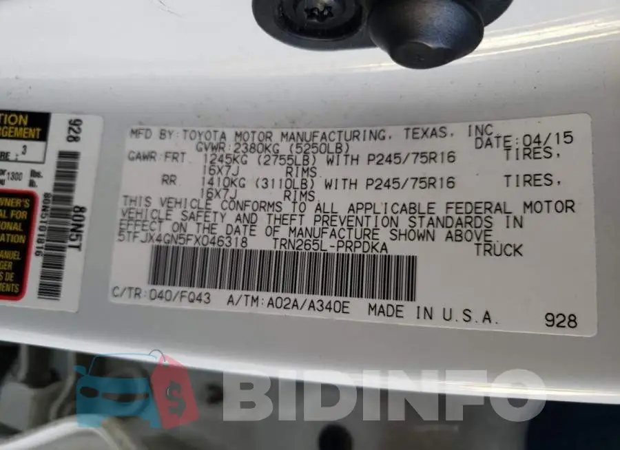 5TFJX4GN5FX046318 Photo# 12