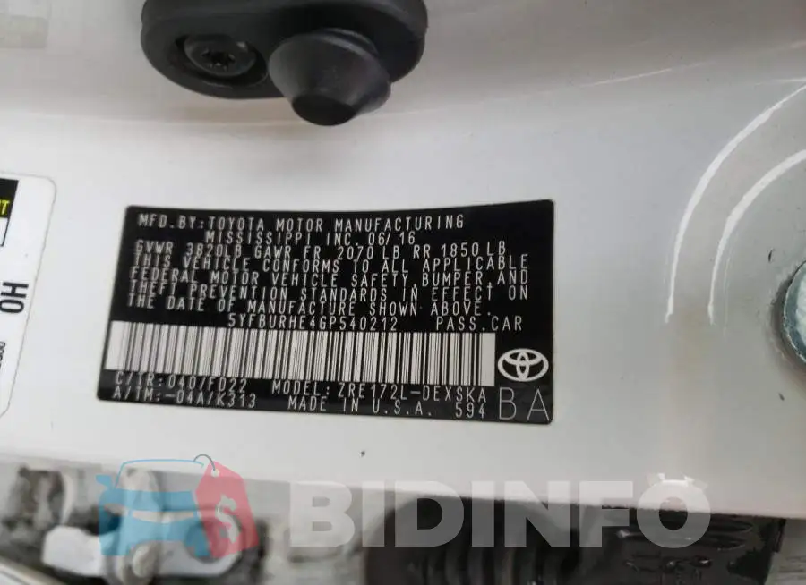 5YFBURHE4GP540212 Photo# 13
