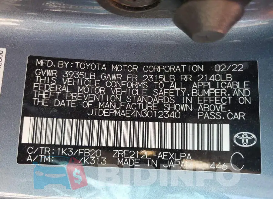 JTDEPMAE4N3012340 Photo# 13
