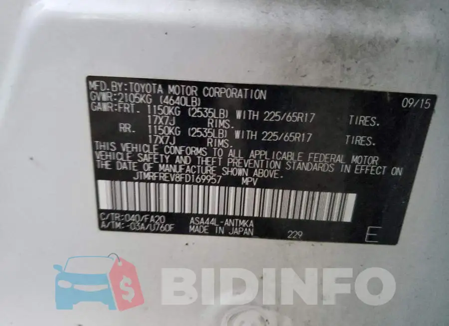 JTMRFREV8FD169957 Photo# 14
