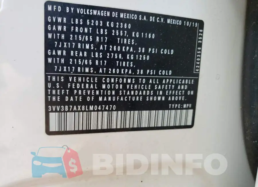 3VV3B7AX8LM047470 Photo# 10