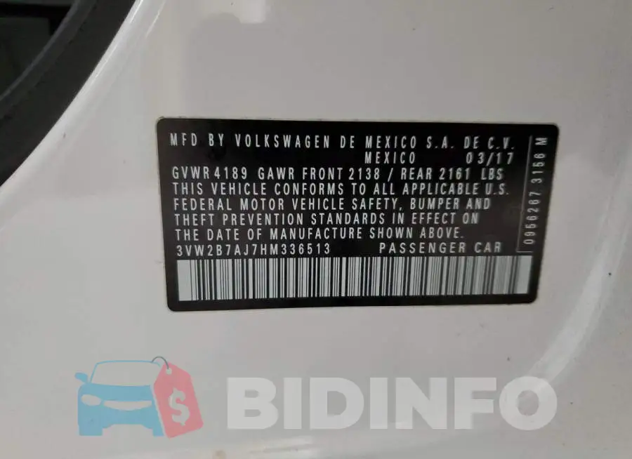 3VW2B7AJ7HM336513 Photo# 12