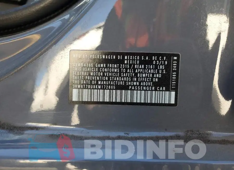 3VW6T7BU8KM172865 Photo# 12