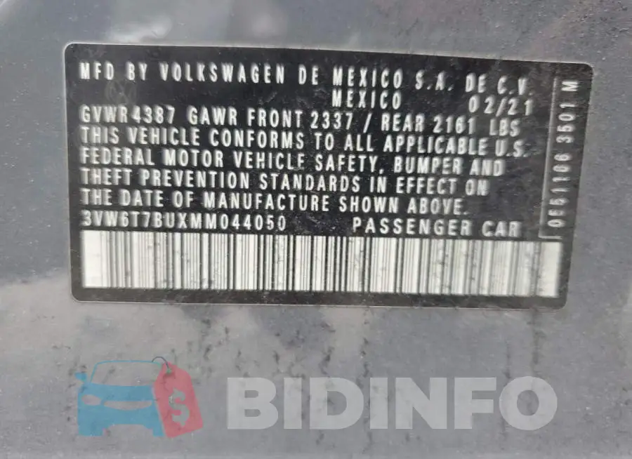 3VW6T7BUXMM044050 Photo# 13