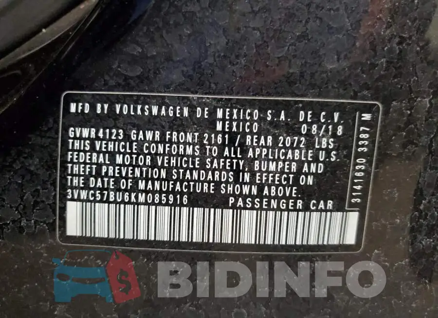 3VWC57BU6KM085916 Photo# 12