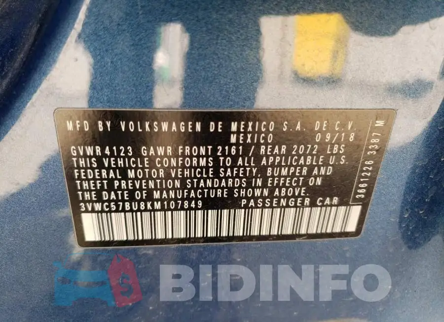 3VWC57BU8KM107849 Photo# 12