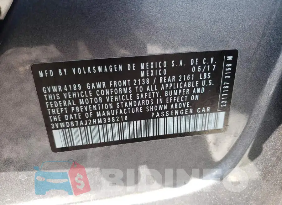 3VWDB7AJ2HM398216 Photo# 12