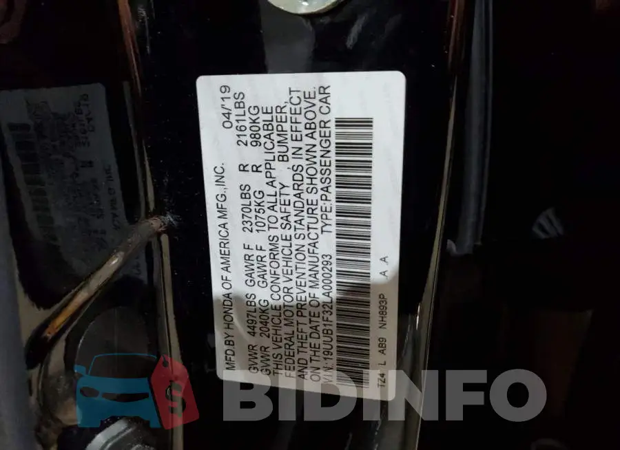 19UUB1F32LA000293 Photo# 12