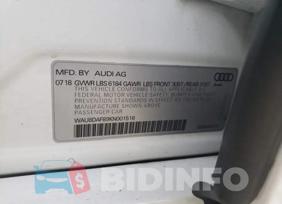 WAU8DAF89KN001516 Photo# 12