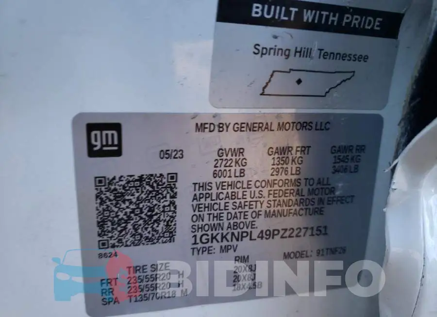 1GKKNPL49PZ227151 Photo# 13