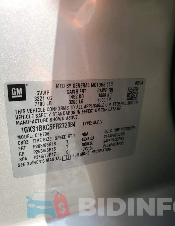 1GKS1BKC6FR272084 Photo# 13