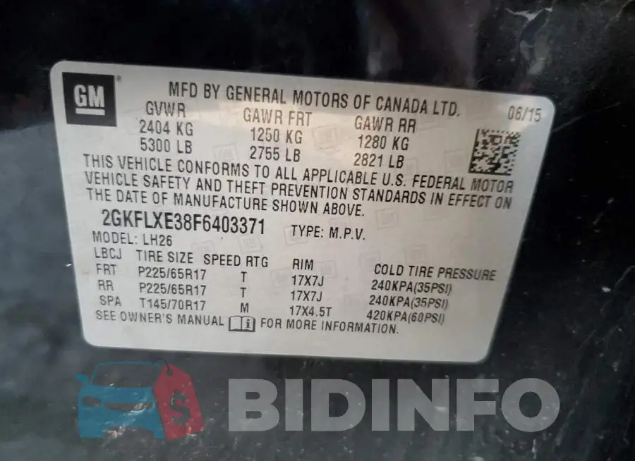 2GKFLXE38F6403371 Photo# 12