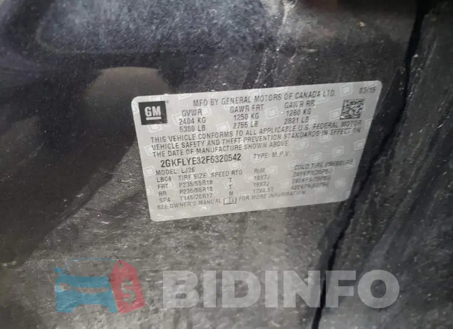 2GKFLYE32F6320542 Photo# 14