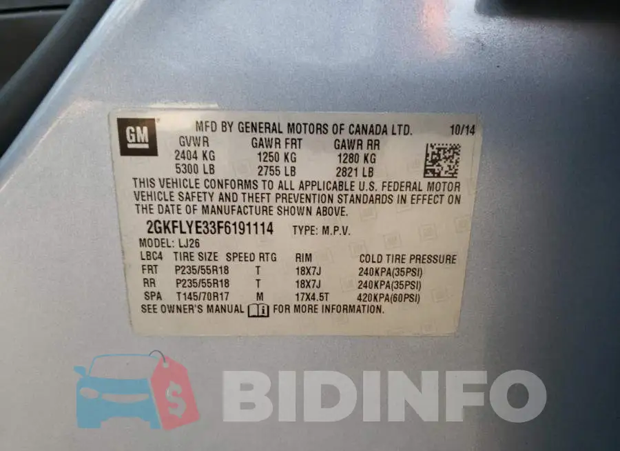 2GKFLYE33F6191114 Photo# 13