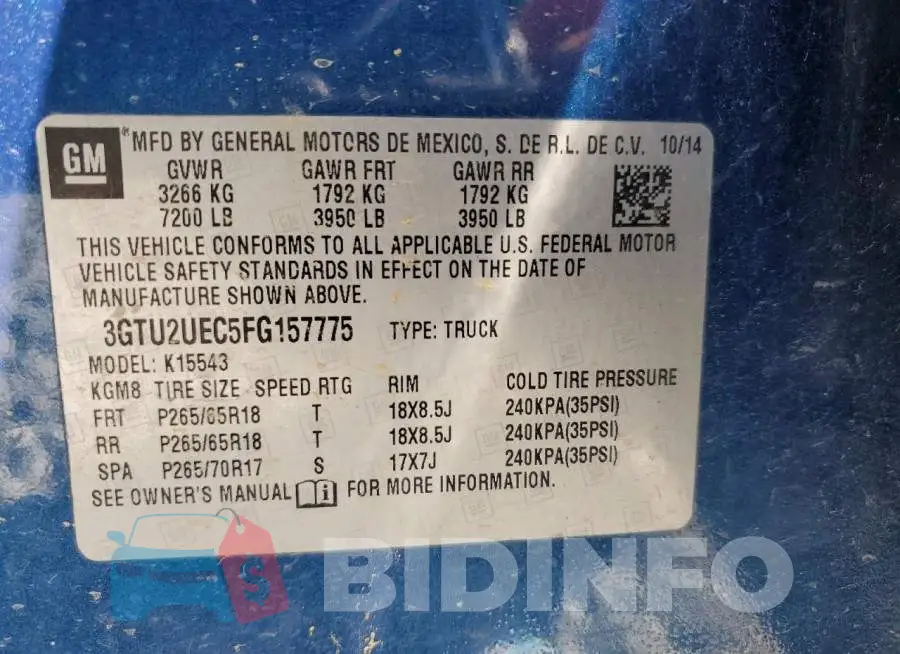 3GTU2UEC5FG157775 Photo# 12