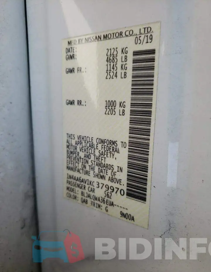 1N4AA6AV1KC379970 Photo# 12