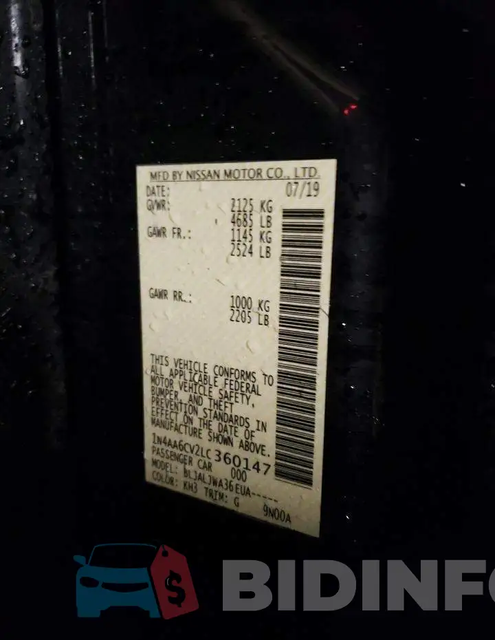 1N4AA6CV2LC360147 Photo# 12