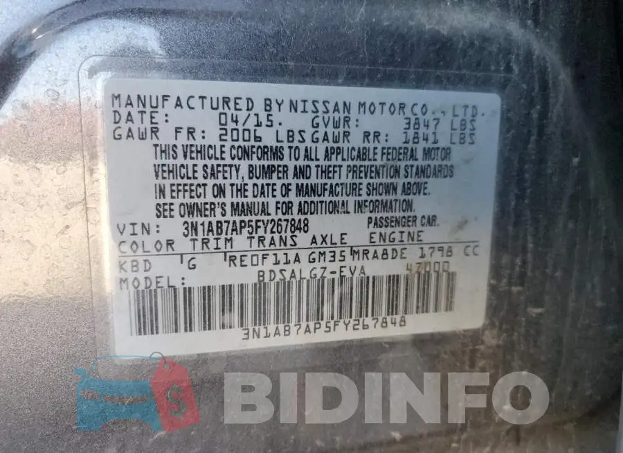 3N1AB7AP5FY267848 Photo# 12