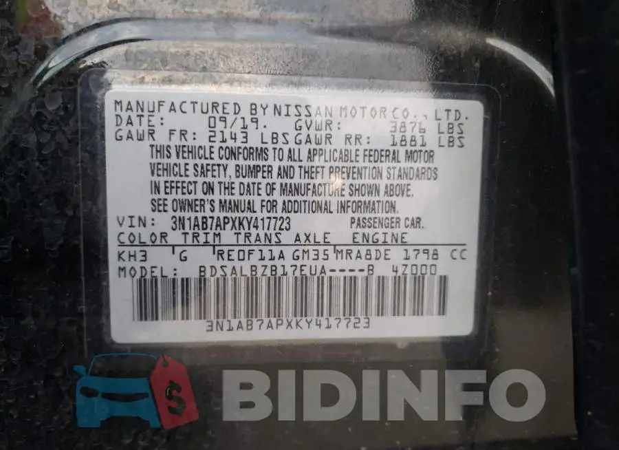 3N1AB7APXKY417723 Photo# 12