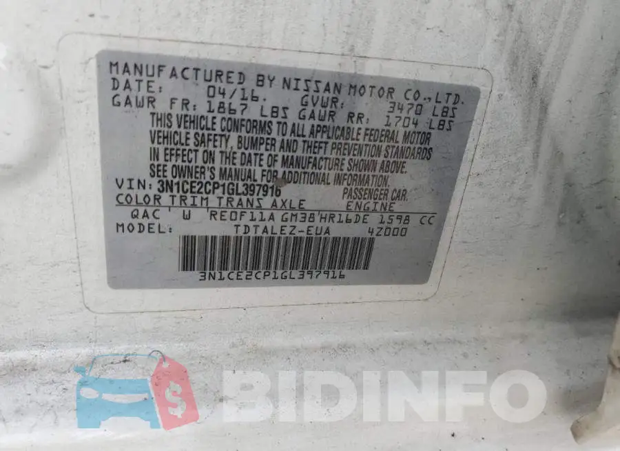 3N1CE2CP1GL397916 Photo# 12