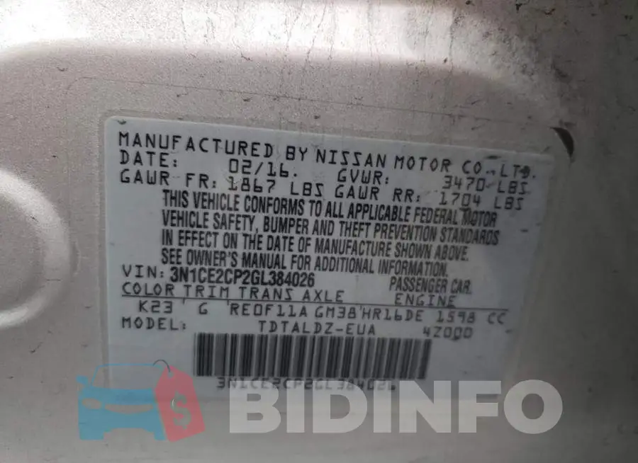 3N1CE2CP2GL384026 Photo# 12