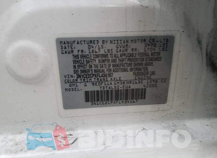 3N1CE2CPXFL434167 Photo# 12