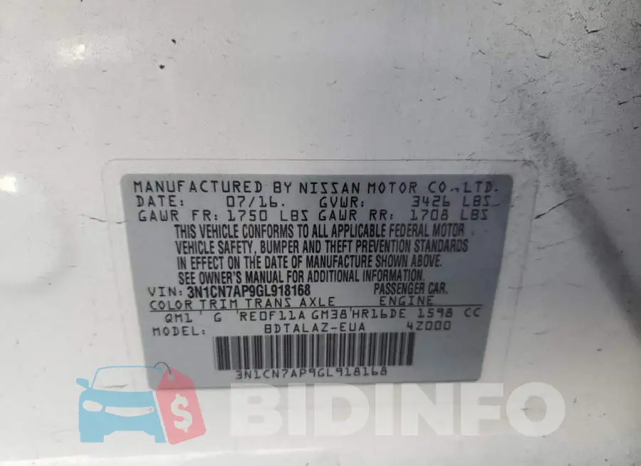 3N1CN7AP9GL918168 Photo# 12