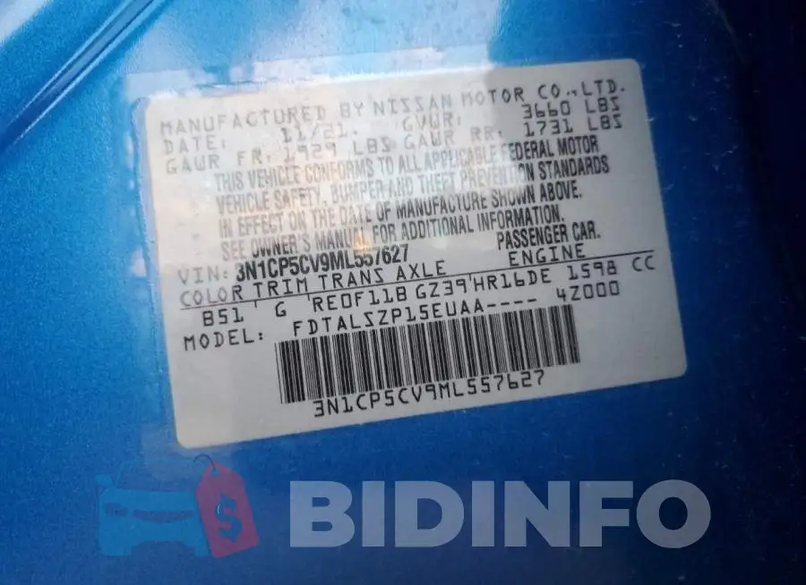 3N1CP5CV9ML557627 Photo# 12