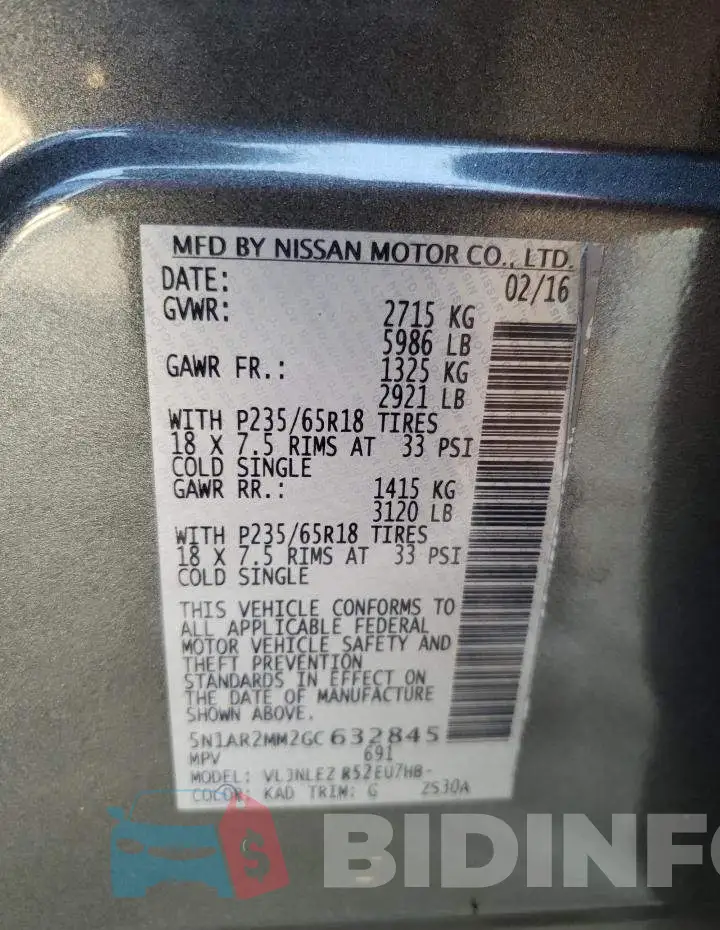 5N1AR2MM2GC632845 Photo# 13