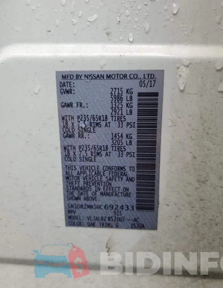 5N1DR2MN5HC692433 Photo# 14