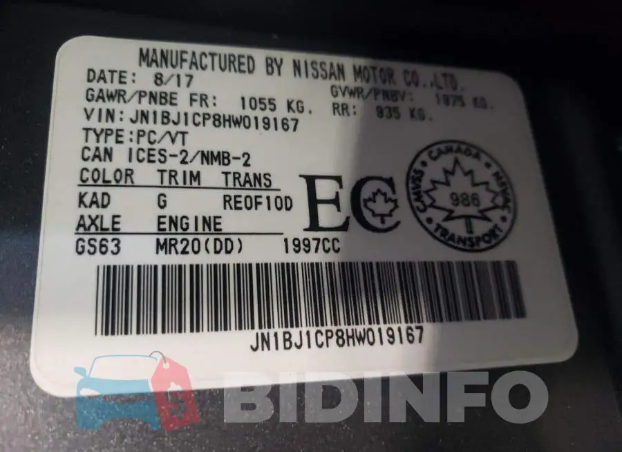 JN1BJ1CP8HW019167 Photo# 14
