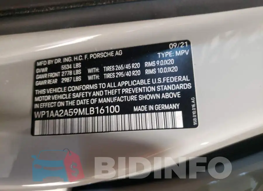 WP1AA2A59MLB16100 Photo# 12