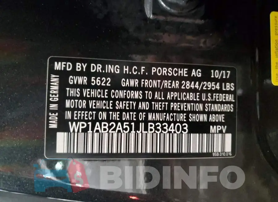 WP1AB2A51JLB33403 Photo# 13