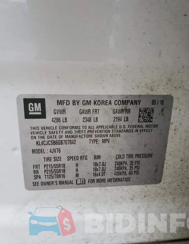 KL4CJCSB6GB707042 Photo# 12