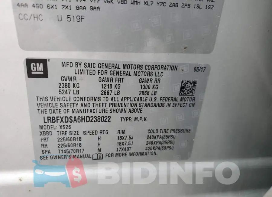 LRBFXDSA6HD238022 Photo# 14